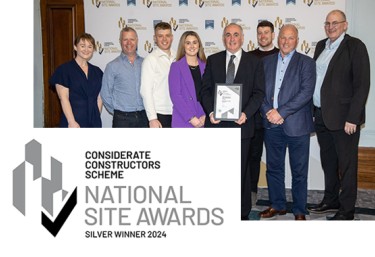 Some of the project team accept the Considerate Constructors Silver Award at the event in Manchester, UK.