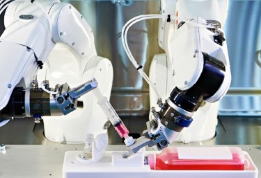 Two robots in a laboratory