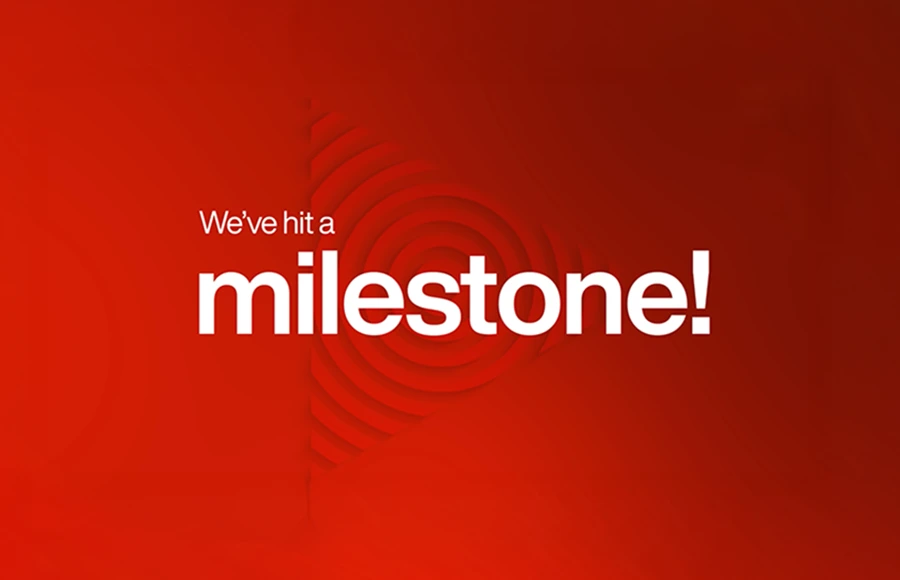 'We've hit a Milestone' text and Arrow graphic